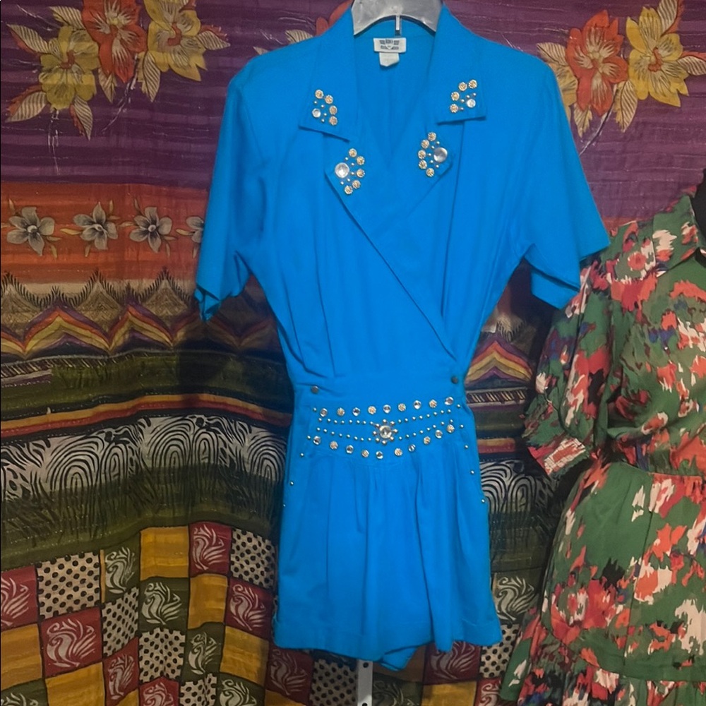 Blue Studded Women's Jumpsuit